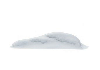 A small, lumpy pile of pristine white snow is isolated on transparent background, showcasing a realistic winter texture