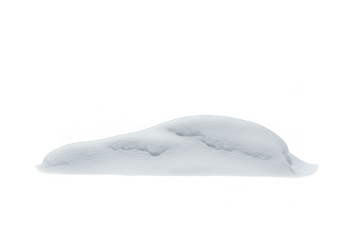 A small, lumpy pile of pristine white snow is isolated on transparent background, showcasing a realistic winter texture - Powered by Adobe