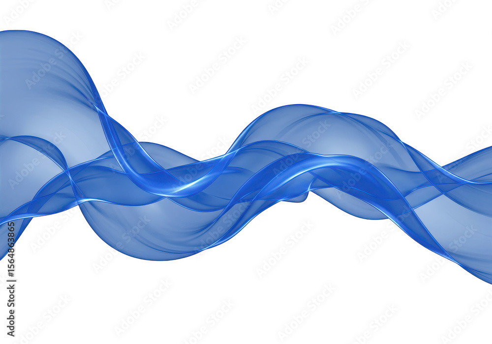 Poster a serene blue smoke wave flows smoothly in a dynamic curve isolated on transparent background, creat