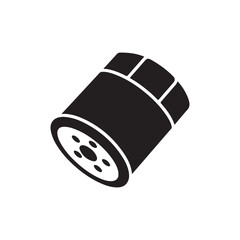 Car oil filter silhouette vector icon isolated on white background