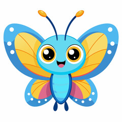 Obraz premium cute cartoon butterfly vector illustration White Background vectors