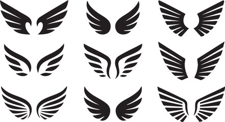 Black wing emblems various styles wings symbol