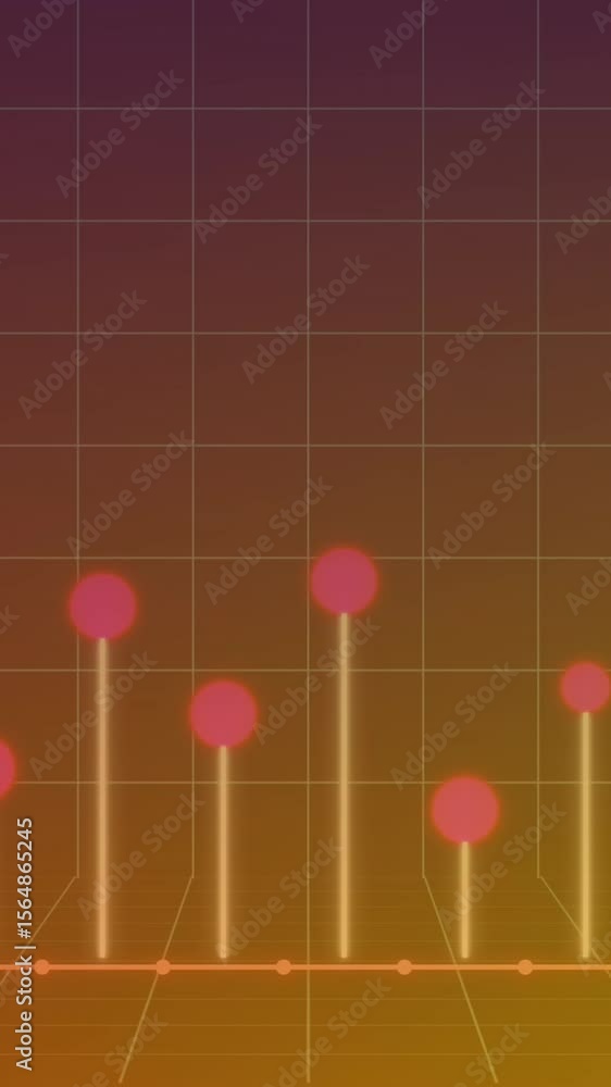 Poster animation of candle stick graph and computer language over gradient background
