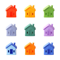 Fototapeta premium House 3d icon set in cartoon plastic style on a transparent background