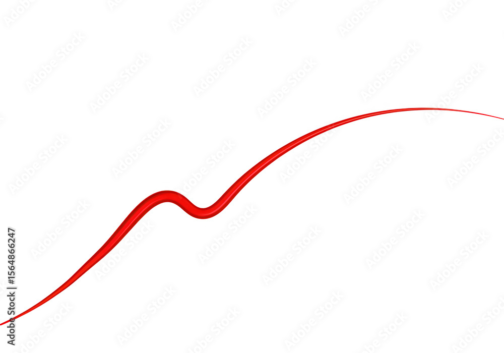 Poster a single red line curves smoothly, isolated on transparent background, creating a dynamic and elegan