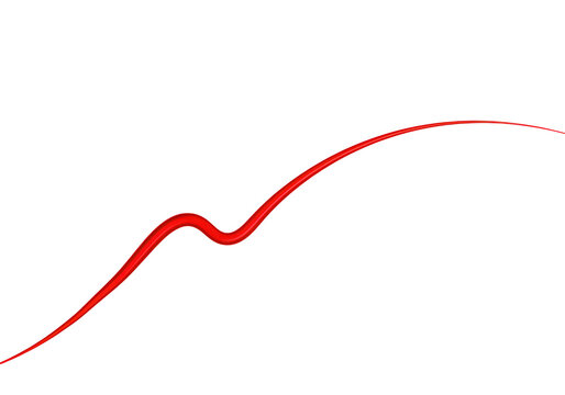 A single red line curves smoothly, isolated on transparent background, creating a dynamic and elegant design element