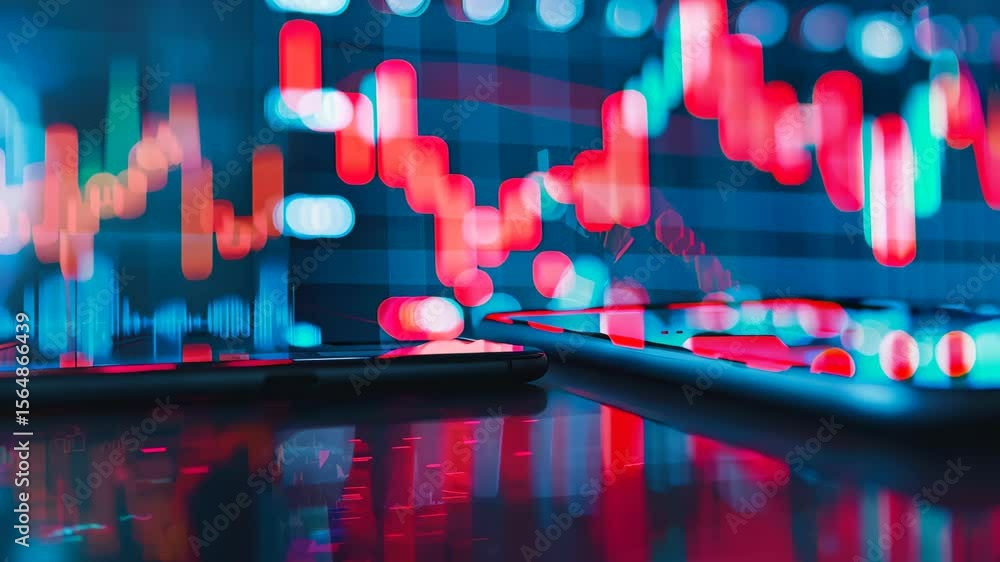 Poster abstract financial graph with digital data visualization at night