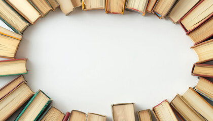 Colorful Book Border Frame White Background