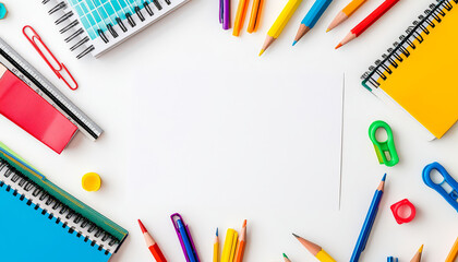 School Supplies Border Central Copy Space