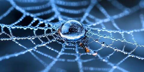 Glistening Dew on a Spider Web – A Macro Marvel of Nature