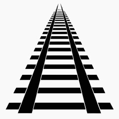 Train tracks black and white vector icon on white background.