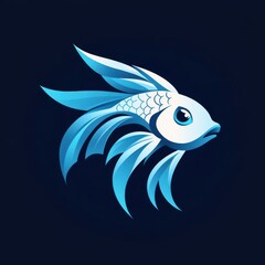 Obraz premium Unique blue fish illustration with flowing fins on a dark background