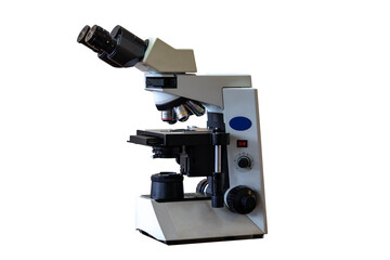 Powerful modern binocular microscope in a scientific laboratory environment