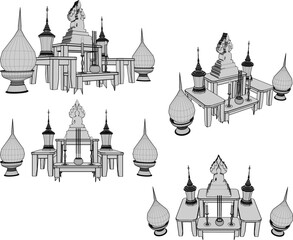 Vector sketch illustration of altar design for worship of gods and goddesses
