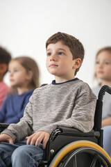 Inclusive Classroom Attentive Students and Wheelchair User