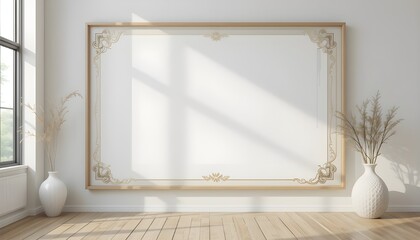 "Minimalist Islamic wall art mockup on clean background, frame centered"