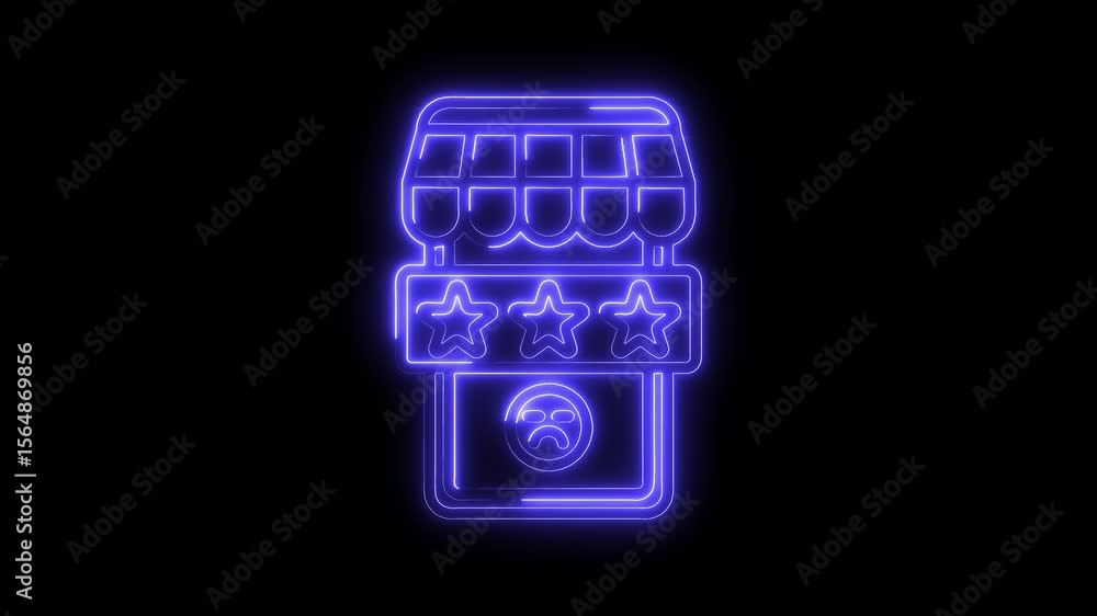 Poster three star rating with sad emoji on phone neon style animation loop