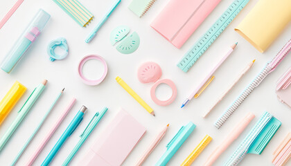Pastel Paper Cutout School Supplies Collection