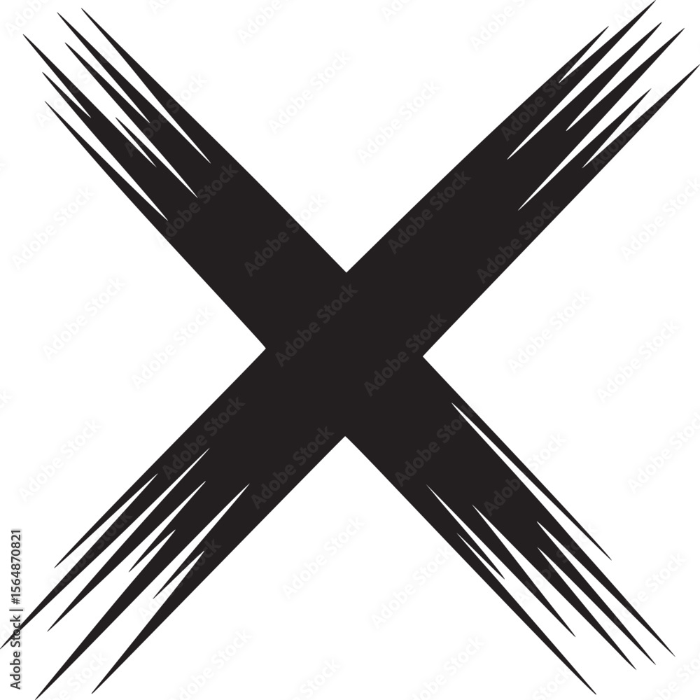 Poster black x mark illustration graphic design element for creative projects and visual communication need