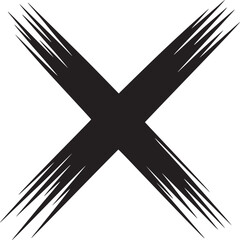 Black x mark illustration graphic design element for creative projects and visual communication needs online on transparent background