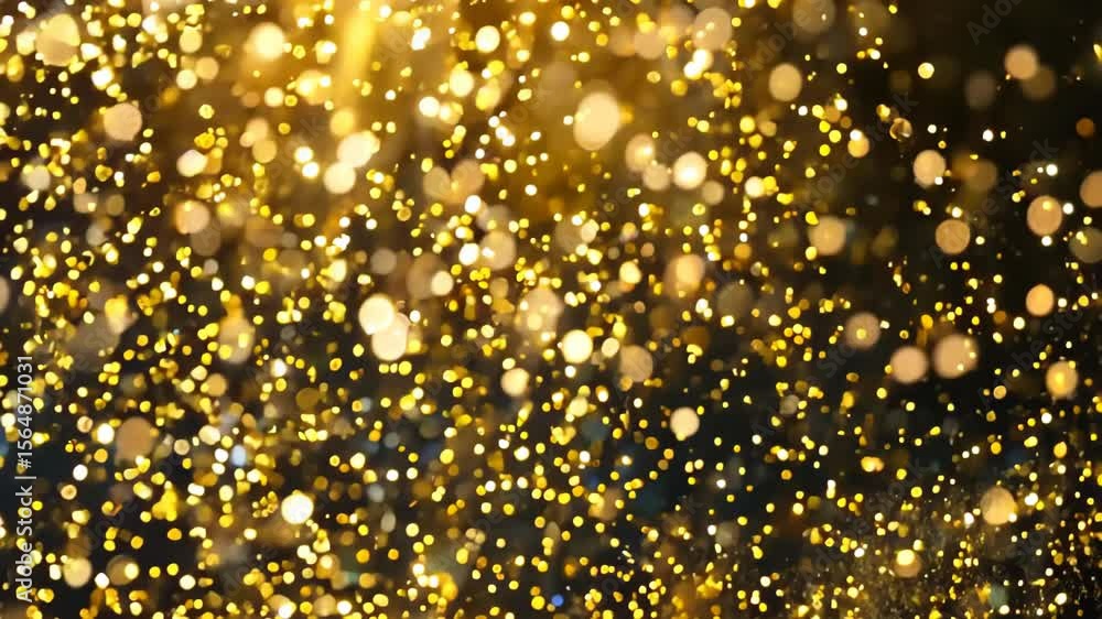 Poster shimmering golden particles in soft focus creating a magical atmosphere
