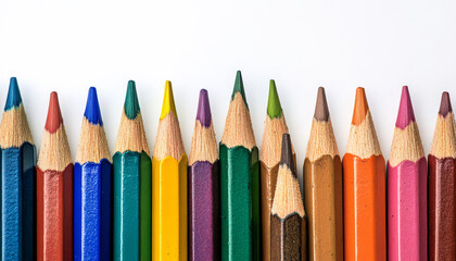 Fototapeta premium Worn Colored Pencils Art School Background