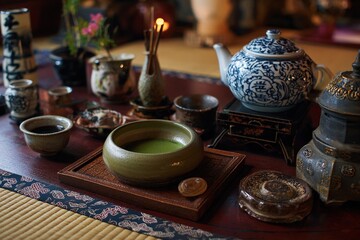 Japanese tea ceremony setting. High quality