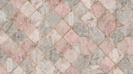 Obraz premium Elegant pink and gray geometric tile design