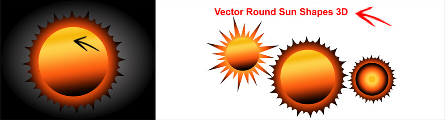 Sun icon set. Yellow sun icons. Shine sun ray set. Sunset icon collection. Yellow sun star icons vector