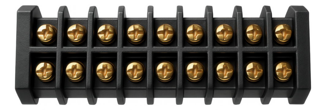 Barrier terminal block for organizing multiple wire connections in a residential garage.