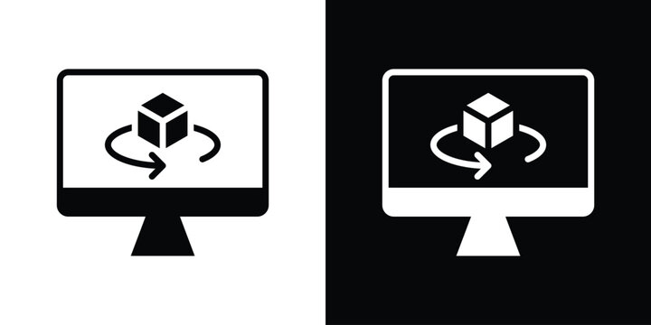 Virtual machine icon illustration doodle. Flat illustration vector set