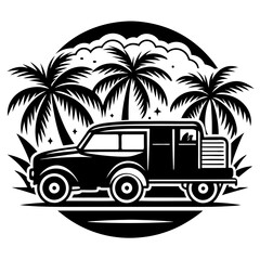 retro car on the beach