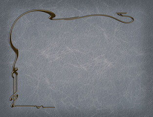 Golden embossed framework on a backdrop of leather. Art Nouveau, modern style of 1920s. 