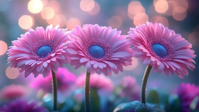Pink gerbera daisies in soft focus