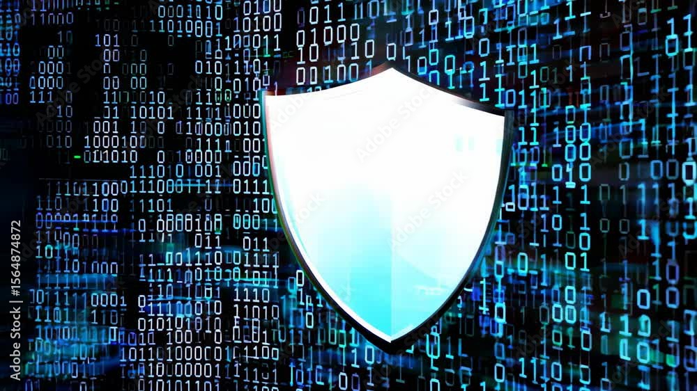 Aufkleber shield icon on digital background representing cybersecurity concepts
