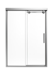 Sliding shower partition with clear glass and aluminum tracks, ideal for a compact bathroom in a city apartment.