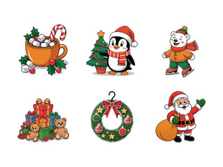 Festive Christmas Characters and Decorations holiday Santa Claus