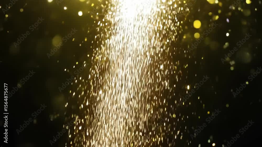 Poster golden particles floating in soft focus against a dark background
