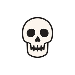 Simple Halloween skull icon in flat style for scary decorations, anatomy-themed graphics, party posters, spooky clipart, and creepy merchandise design