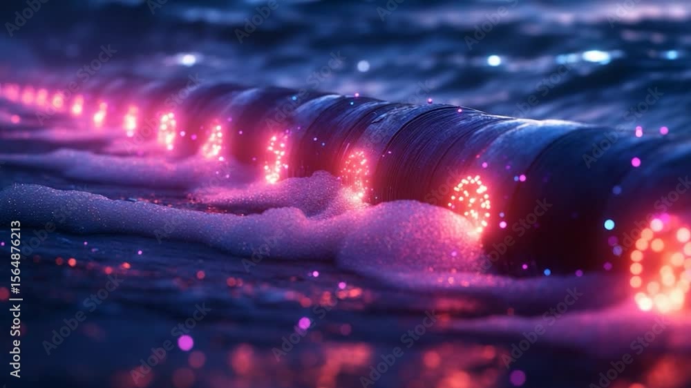 Poster glowing objects in water
