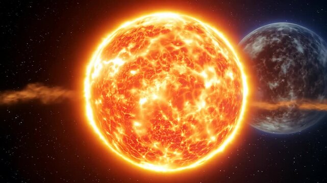 Bright Star in Vast Space with Fiery Surface and Cosmic Background