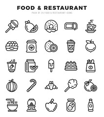Fototapeta premium Food and Restaurant elements. Lineal web icon set. Simple vector illustration.