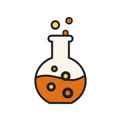 Flat Halloween potion bottle with bubbles icon, perfect for magic-themed graphics, game UI, spooky stickers, witchcraft assets, and fantasy potion design