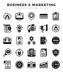 Set of Business & Marketing Icons. Simple Lineal Filled art style icons pack.