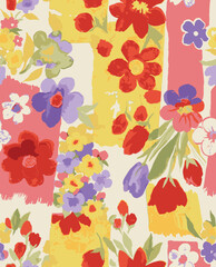 art vintage abstract floral watercolors effect colorful