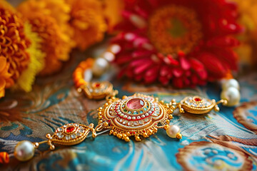 Greeting card with holiday composition for happy celebrate Raksha Bandhan, abstract vivid composition consists of fictional unreal fantastic vision on background for diverse creative work