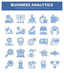 Collection of 25 Business Analytics Icons. Data Analysis. Financial Reports. and Strategic Planning