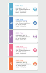 Business infographic template with 5 options or steps. Can be used for workflow layout, diagram, annual report, web design