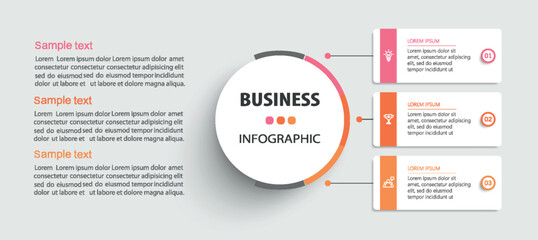 Business infographic template with 3 options or steps