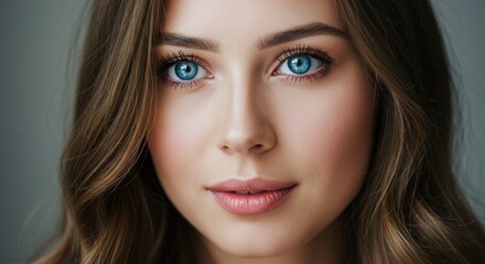 Fototapeta premium Close-up portrait of a woman with bright blue eyes